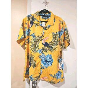 Boardsports USA Men's Shirt 2XL Yellow Hawaiian Aloha Tropical Dad Cruise Island